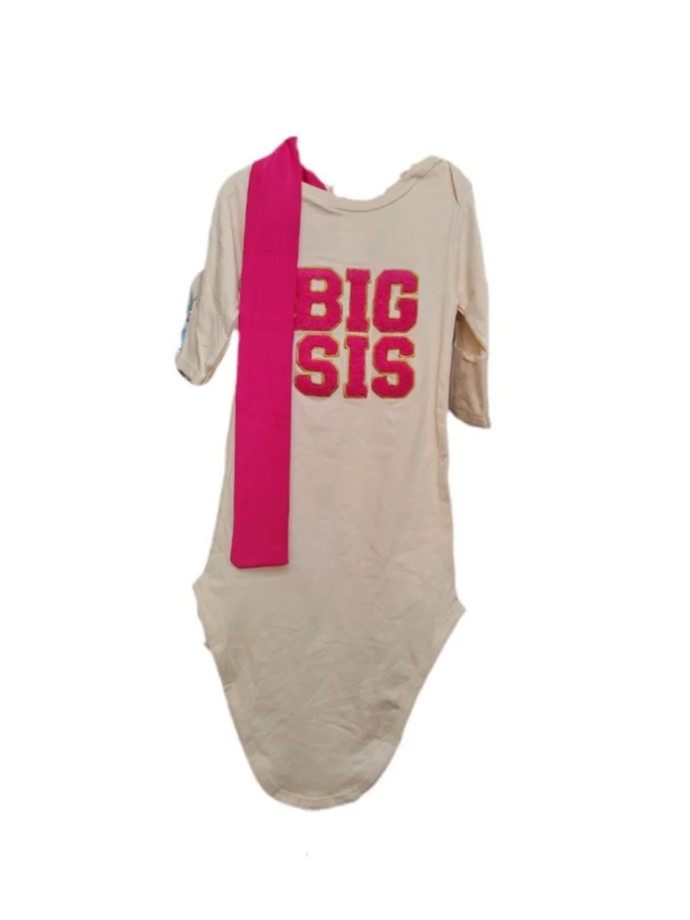 Sunsiom Baby Big Sis Knotted Gown Size 60 Newborn Sleep Sack Pink Bow Set